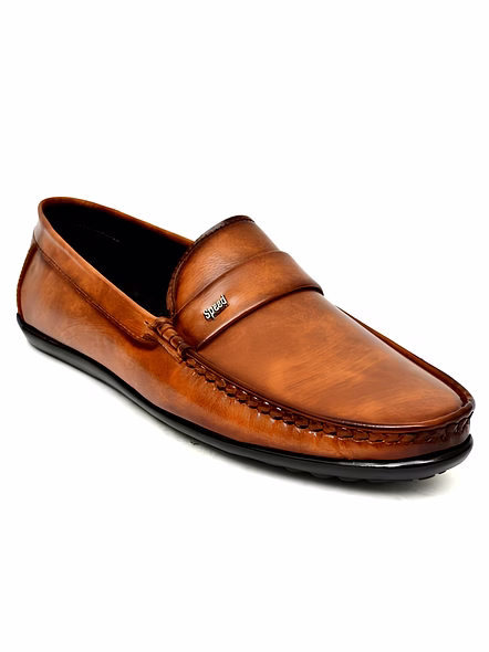 WUGO Men's Tan Casual Slip-On Loafers | Lightweight Driving &amp; Daily Wear Shoes | Faux Leather | 