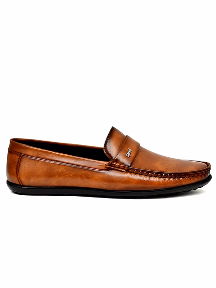 WUGO Men's Tan Casual Slip-On Loafers | Lightweight Driving &amp; Daily Wear Shoes | Faux Leather | 