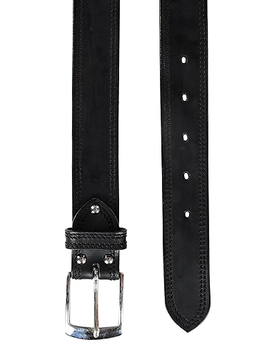 Leather Belt Black with 2 Line Tone in Tone Show Stitch-28&quot;-1