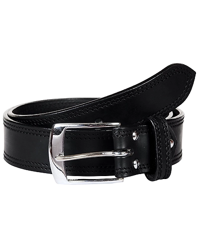 Leather Belt Black with 2 Line Tone in Tone Show Stitch-AMA-B5151-BLACK-42