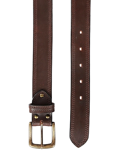 Leather Belt Brown with 2 Line Tone in Tone Show Stitch-42&quot;-1
