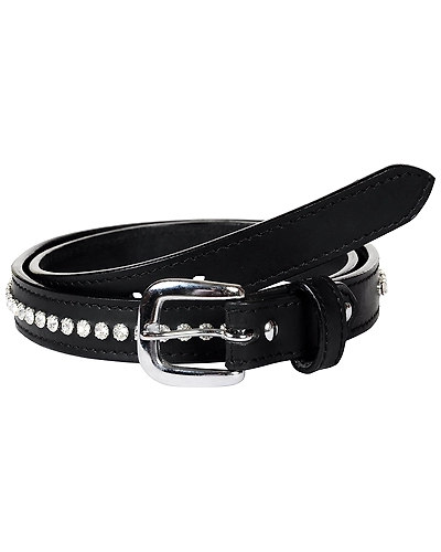 Leather Belt Black with Crystal Stones Decoration-AMA-B16.23S-30