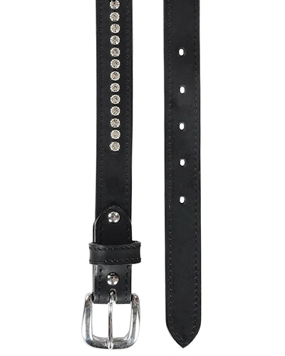 Leather Belt Black with Crystal Stones Decoration-30&quot;-1