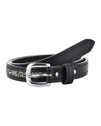 Leather Belt Black with Metallic color rock Stones Decoration-AMA-B519-BLACK-28