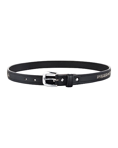 Leather Belt Black with Metallic color rock Stones Decoration-32&quot;-1
