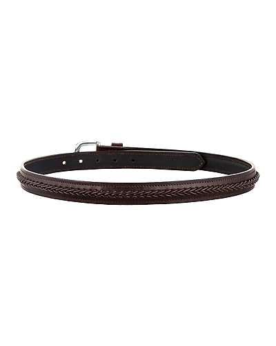 Leather Belt Brown with Leather Cord Hand Braiding Decoration-34&quot;-2
