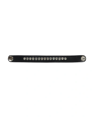 Leather Armbands Black with Crystal Stones Decoration-21CM-1
