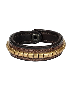 Leather Armbands Brown with Gold Conchores Decoration