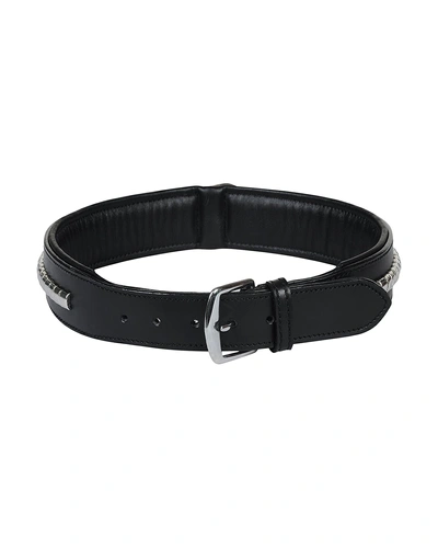 Leather Dog Collar Black with Silver Conchore Decoration-X-LARGE-2