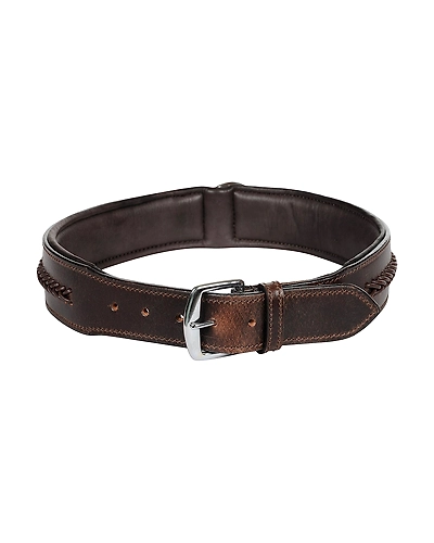 Leather Dog Collar Brown With Brown Leather Cord Braiding Decoration-X-LARGE-2