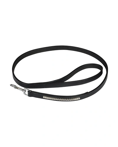 Leather Dog Lead Black 1.2Mtr Silver Conchores Decorated-AMA-DL23