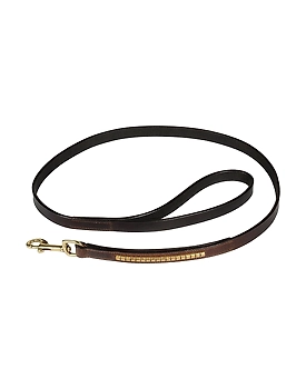 Leather Dog Lead Brown 1.2Mtr Gold Conchores Decorated