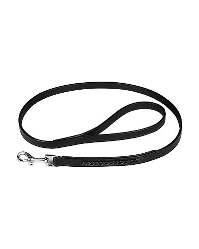 Leather Dog Lead Black 1.2Mtr Black Leather Cord Decorated-AMA-DL25