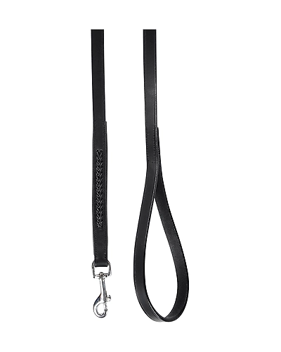 Leather Dog Lead Black 1.2Mtr Black Leather Cord Decorated-1.2MTR-1