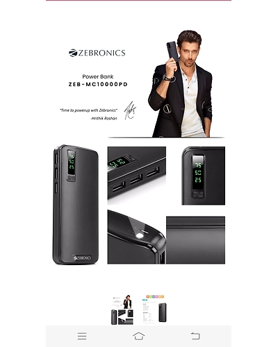 Zebronics  10000 mAh Power Bank (ZEB -MC10000PD) With 1 Year Brand Warranty.-1