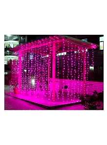 Water Fall Mode LED Curtain String Lights Pink  - Decorative light for Valentine Wedding