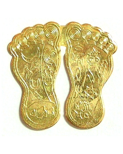 Color Gold Plated Shree Laxmi Charan Paduka 2.5 x 2.5 inch-LCHARAN PADUKA