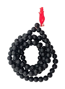 Kali Hakik Mala / Black Agate (108+1) Beads Rosary For Chanting & Wearing