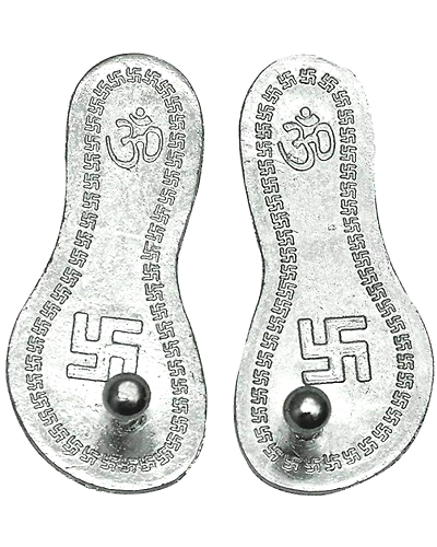 Silver Color Charan Paduka 2 x 1 inch Approx (Religious Foot Print in Metal)-WHBIGCHARANPADUKA