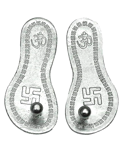 Silver Color Charan Paduka 4 x 2 cm Approx (Religious Foot Print in Metal)-WHSMCHPADUKA