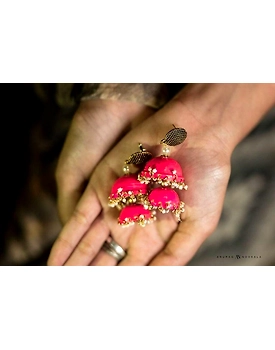 Peach double jhumka