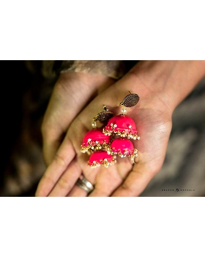 Peach double jhumka-Jg10