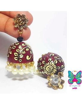 Kalamkari quilled jhumkas