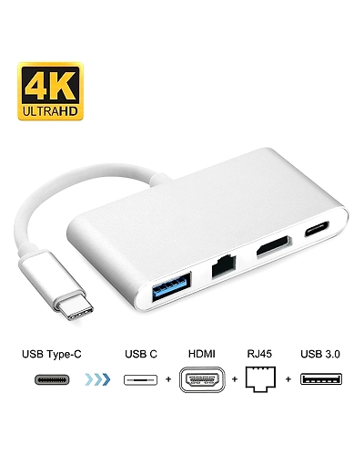 Tobo USB C to HDMI 4K Charging Port Hub Adapter, RJ45 LAN Network Card-TD-4IN1USBHUB