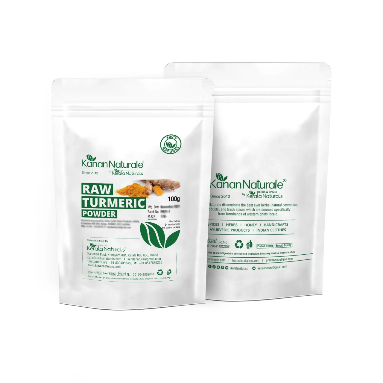 Kanan Naturale Raw Turmeric Powder 200 gm ( 100 gm x 2 Packs )-1