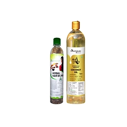 Coconut Oil 500ml + Herbal Hair Oil Mix 50g