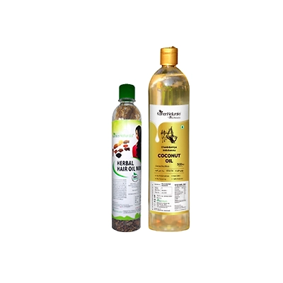 Coconut Oil 500ml + Herbal Hair Oil Mix 50g