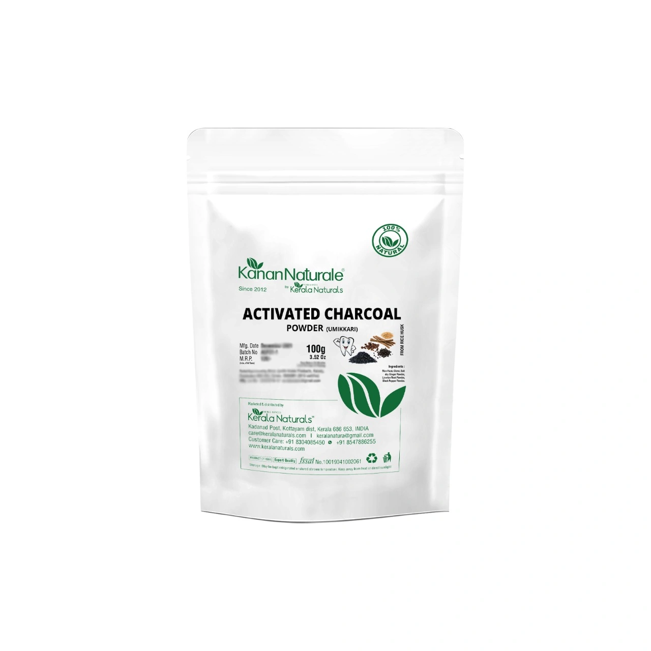 Kerala Naturals Activated charcoal (Umikkari /Tooth Powder) from rice husk 100g-2