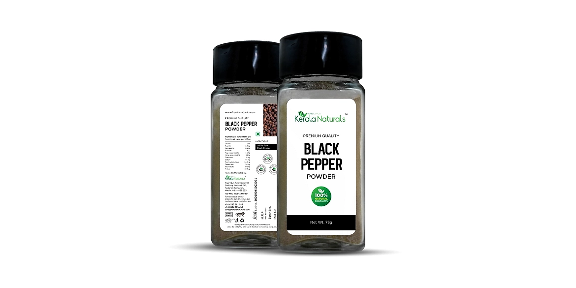 Unveiling the Epitome of Flavor: Kerala Naturals' Black Pepper Powder in a Premium Glass Bottle