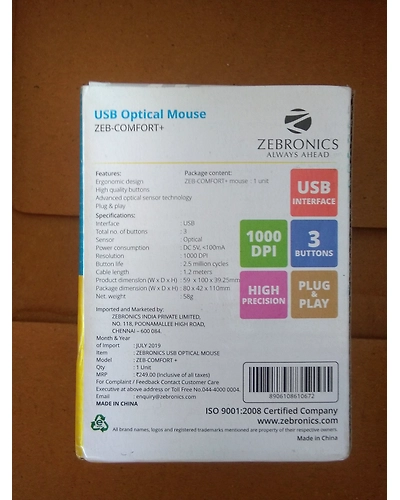 Zebronics Zeb-Comfort+ Wired Mouse (Black)-5