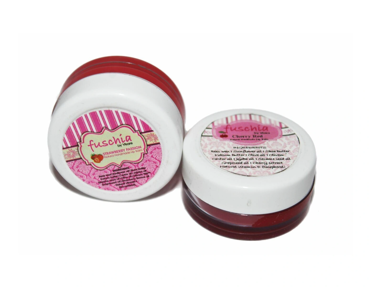 Fuschia Cherry Red &amp; Strawberry Lip Balm Combo-CherryRed&Strawberry