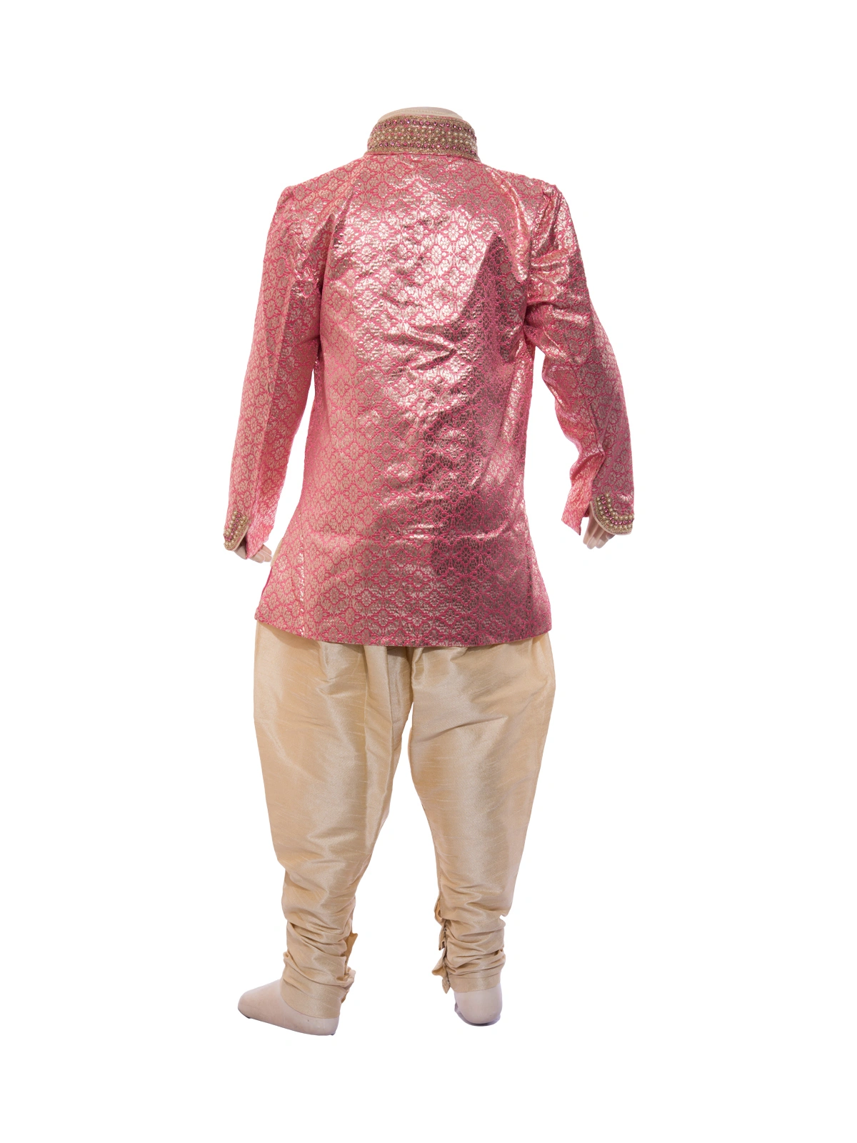 ETHNI KS NEU - RON  Kurta &amp; Pyjama Set- Pink and Gold-Pink-1-1