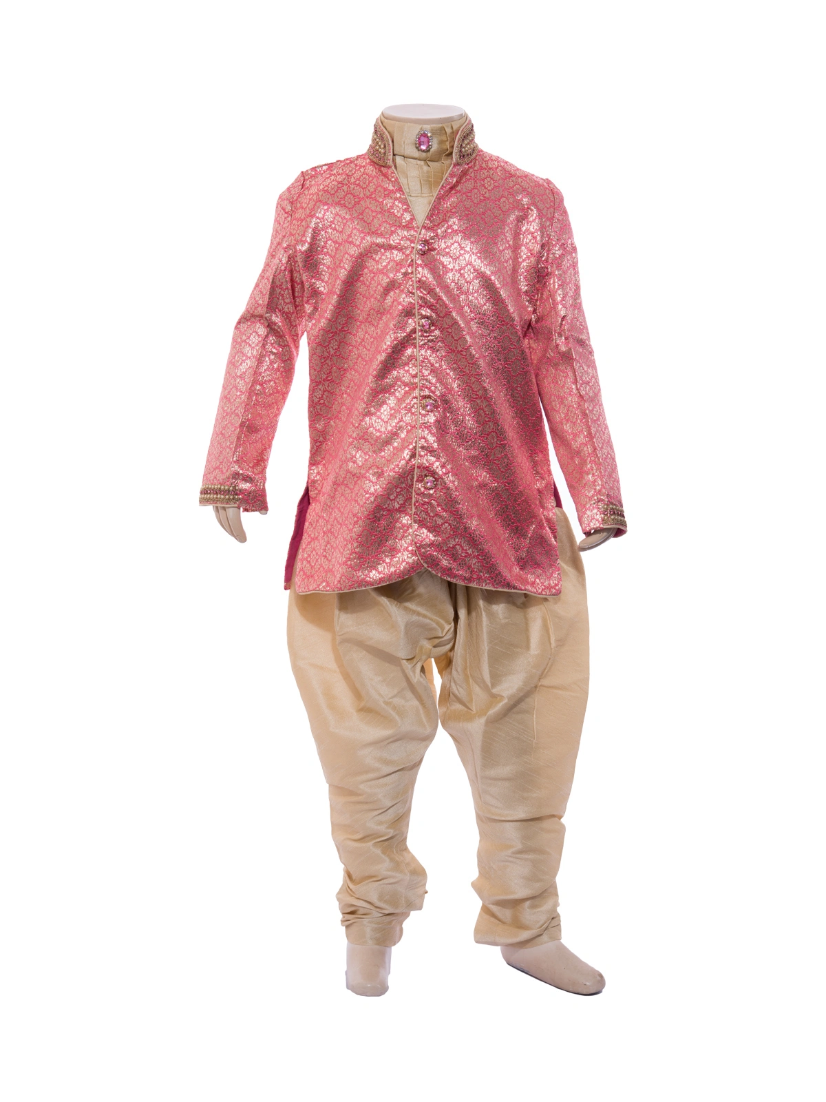 ETHNI KS NEU - RON  Kurta &amp; Pyjama Set- Pink and Gold-4646Carrot4