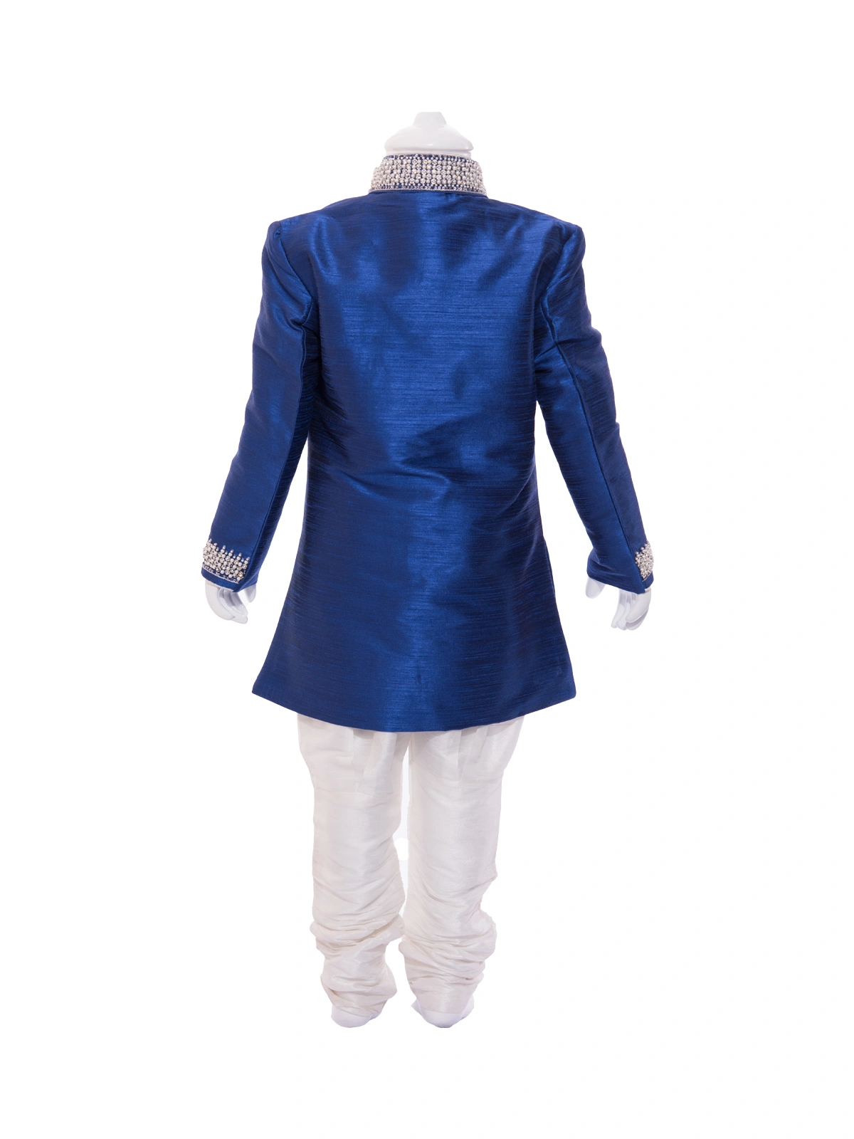 ETHNI KS NEU - RON  Kurta with Patiyala Pants Set: Blue and White-0-Blue-1