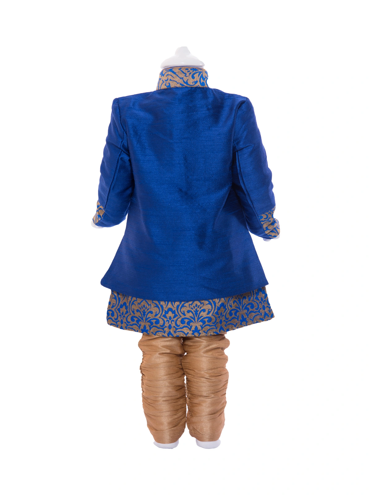 ETHNI KS NEU - RON  Kurta with Pyjama Set: Blue  and Gold-1-Blue-1