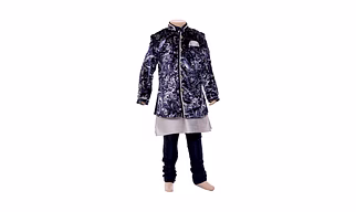 ETHNI KS NEU - RON  Kurta with Jacket and Pyjama Set: Navy Blue