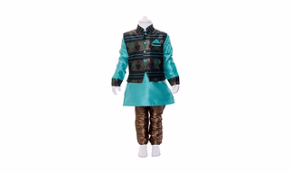 ETHNI KS NEU - RON  Rajneeti Jacket with Kurta and Pyjama Set: Sea green and Brown