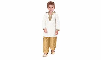 ETHNI KS NEU - RON  Pathani Suit: Cream and Beige
