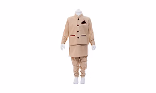 Ethnik's Nue Ron Kurta with Jacket and Pyjama Set: Fawn