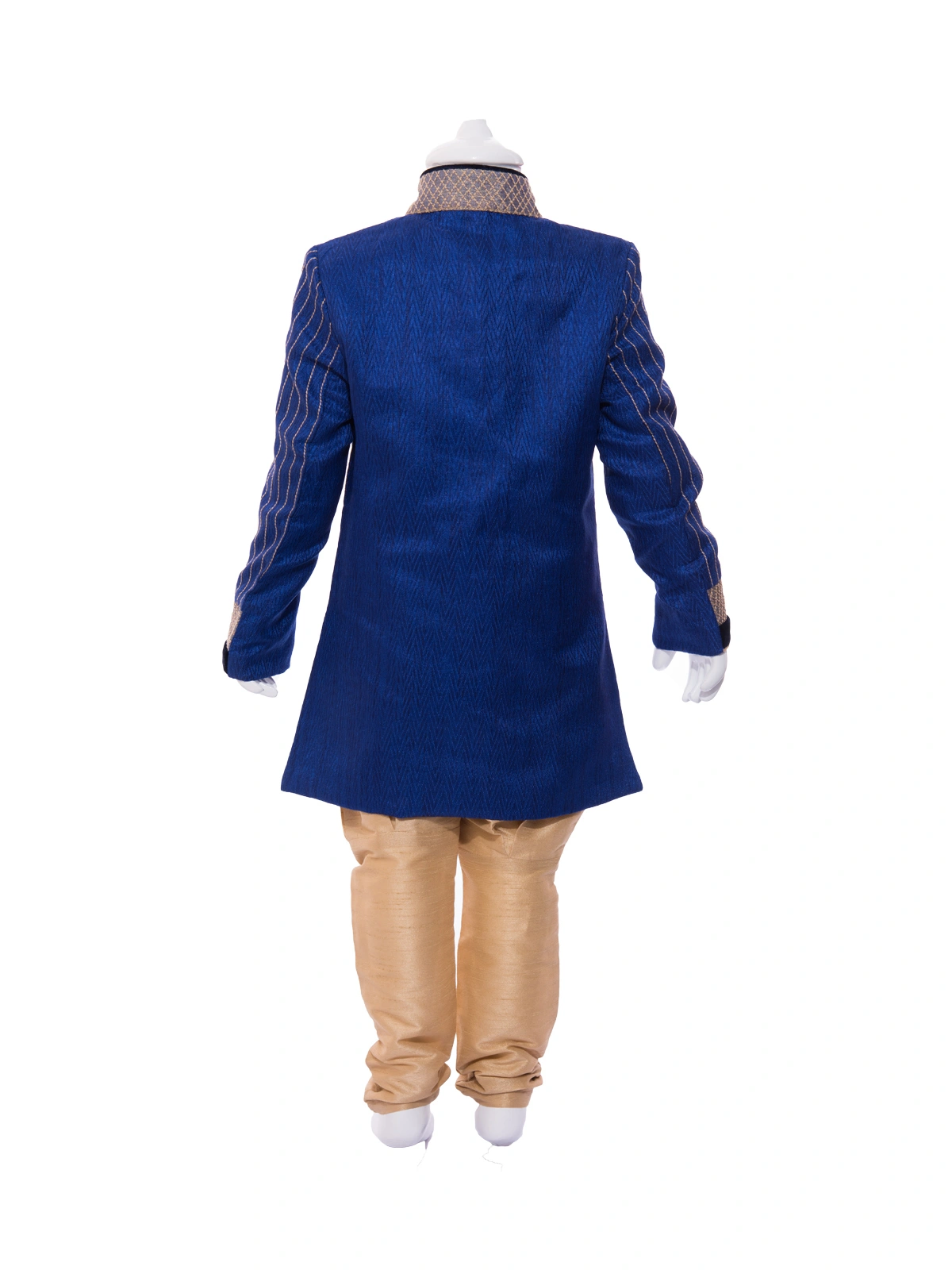 Ethnik Neu Ron Kurta with Pyjama Set: Royal Blue and Fawn-Royal Blue-3-1