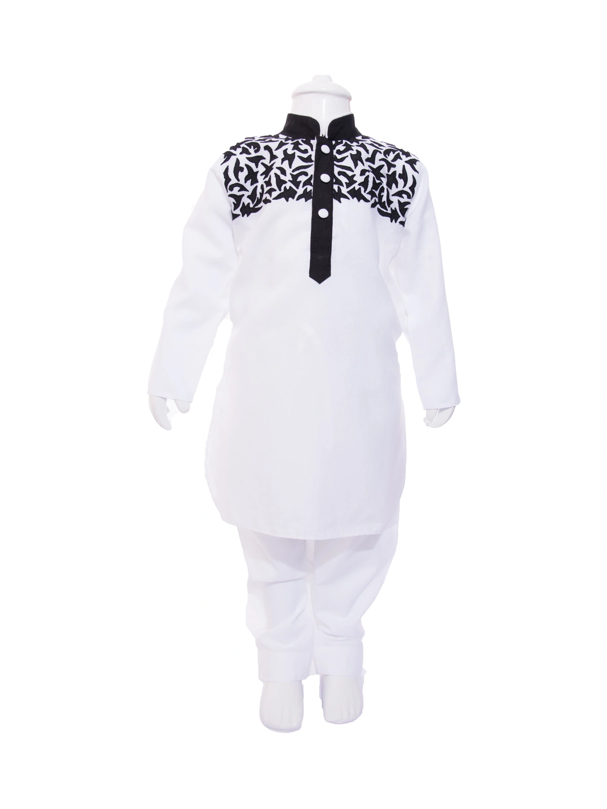 ETHNI KS NEU - RON  Pathani Suit: White and Black-3670White0