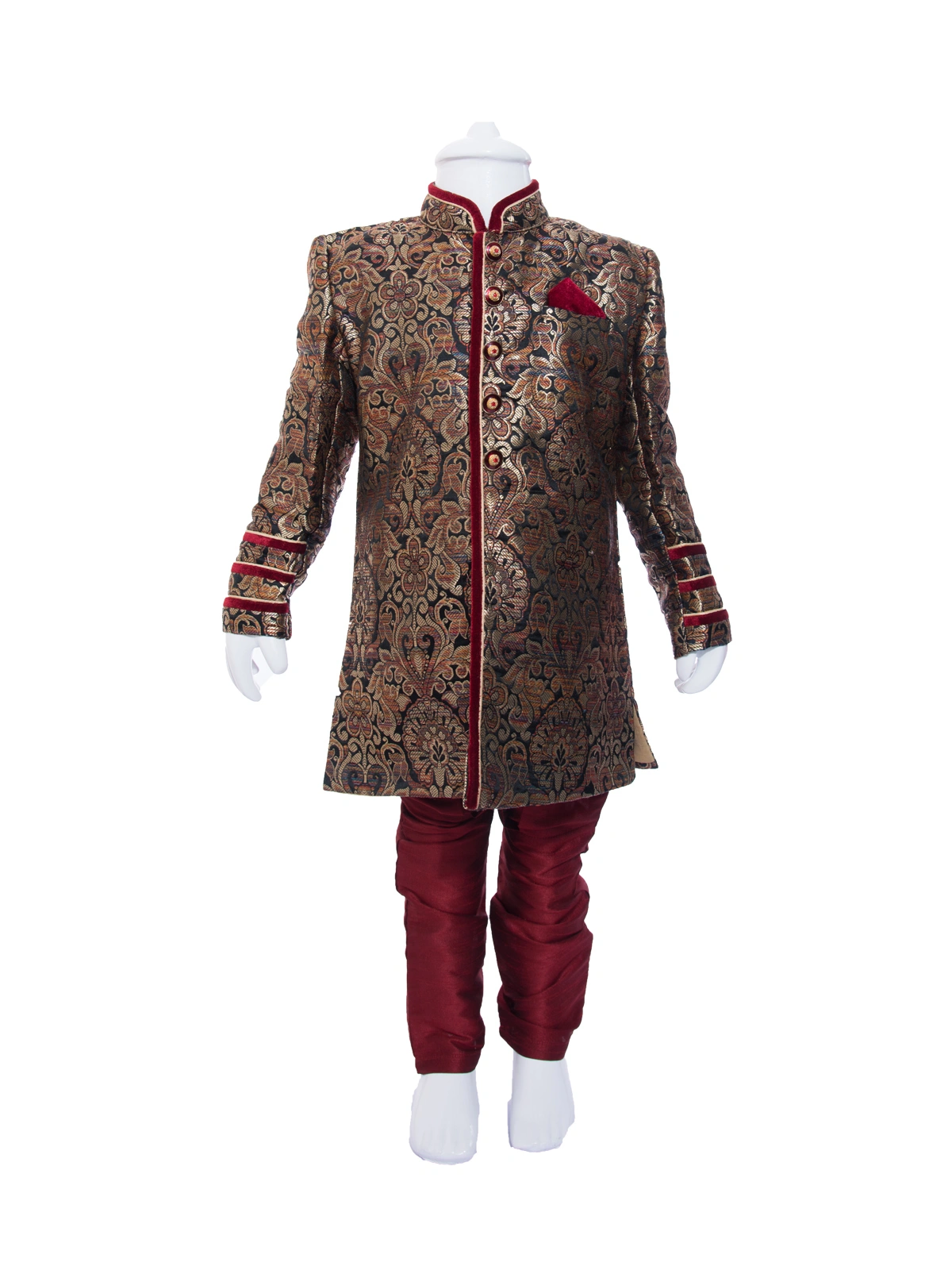 ETHNI KS NEU - RON  Kurta and Pyjama Set: Black and Maroon-3740MultiColor2