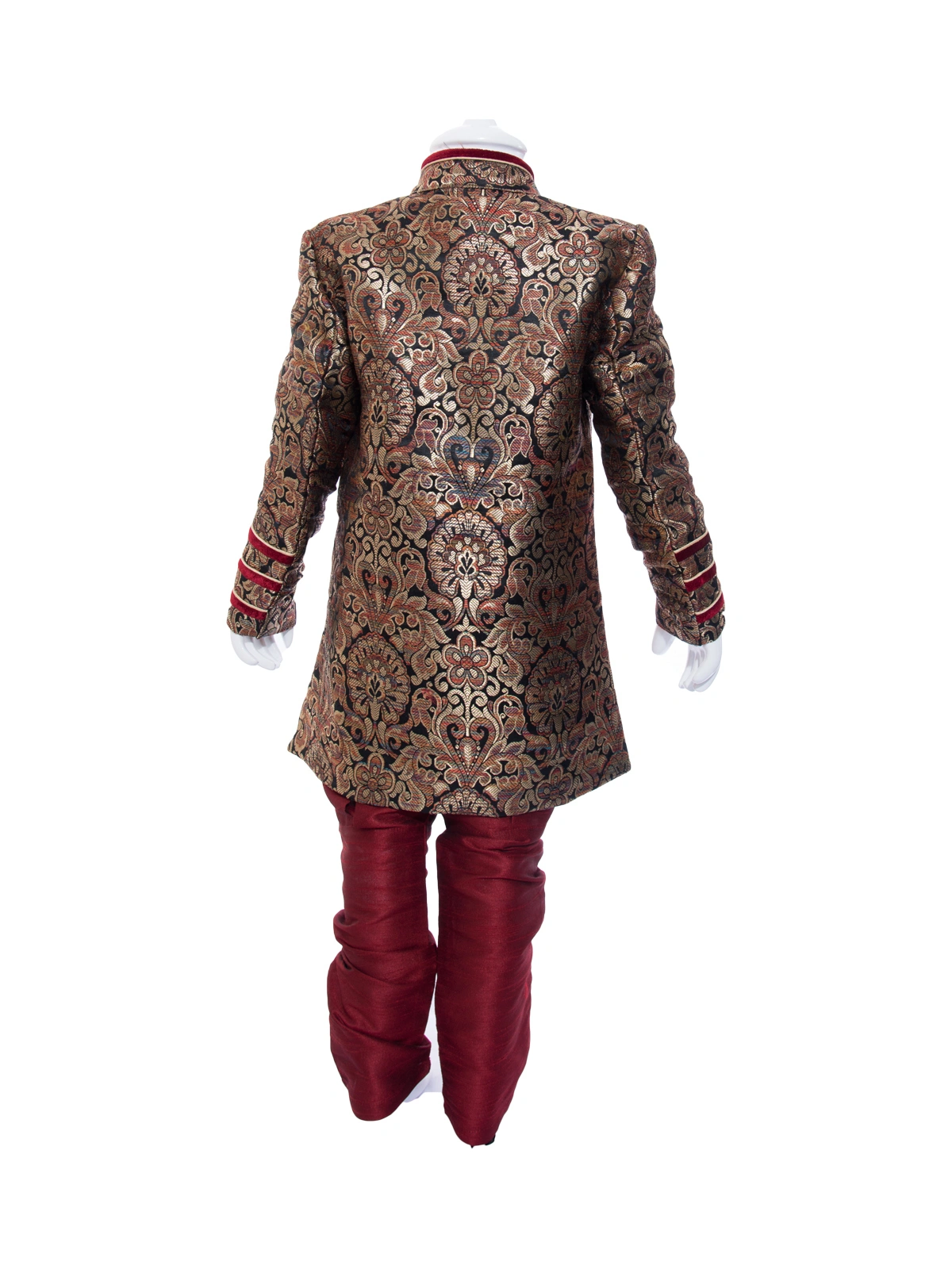 ETHNI KS NEU - RON  Kurta and Pyjama Set: Black and Maroon-3-Maroon-1