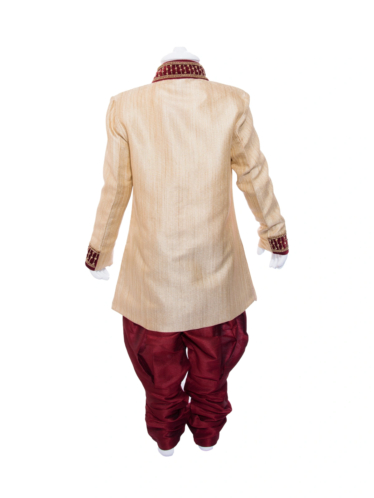 ETHNI KS NEU - RON  Kurta and Pyjama Set:Fawn and Maroon-0-Cream-1