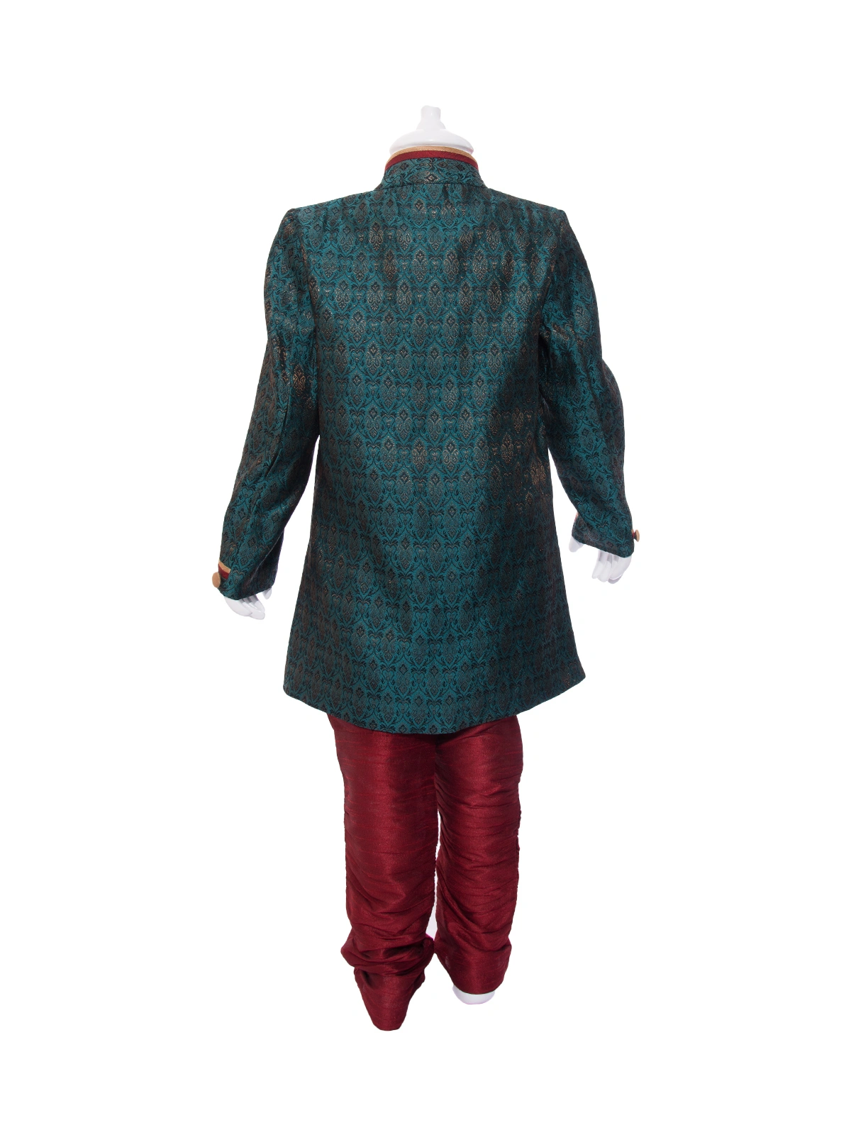 ETHNI KS NEU - RON  Indo Western Kurta with Pyjama Set: Green and Maroon-2-Green and Maroon-1