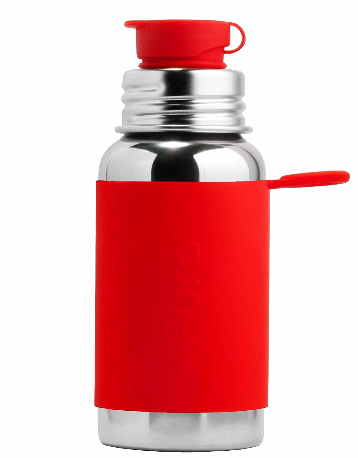 Pura Kiki 18oz/550ml Sport Stainless Steel Bottle with Silicone Sport Top Red Sleeve image 1